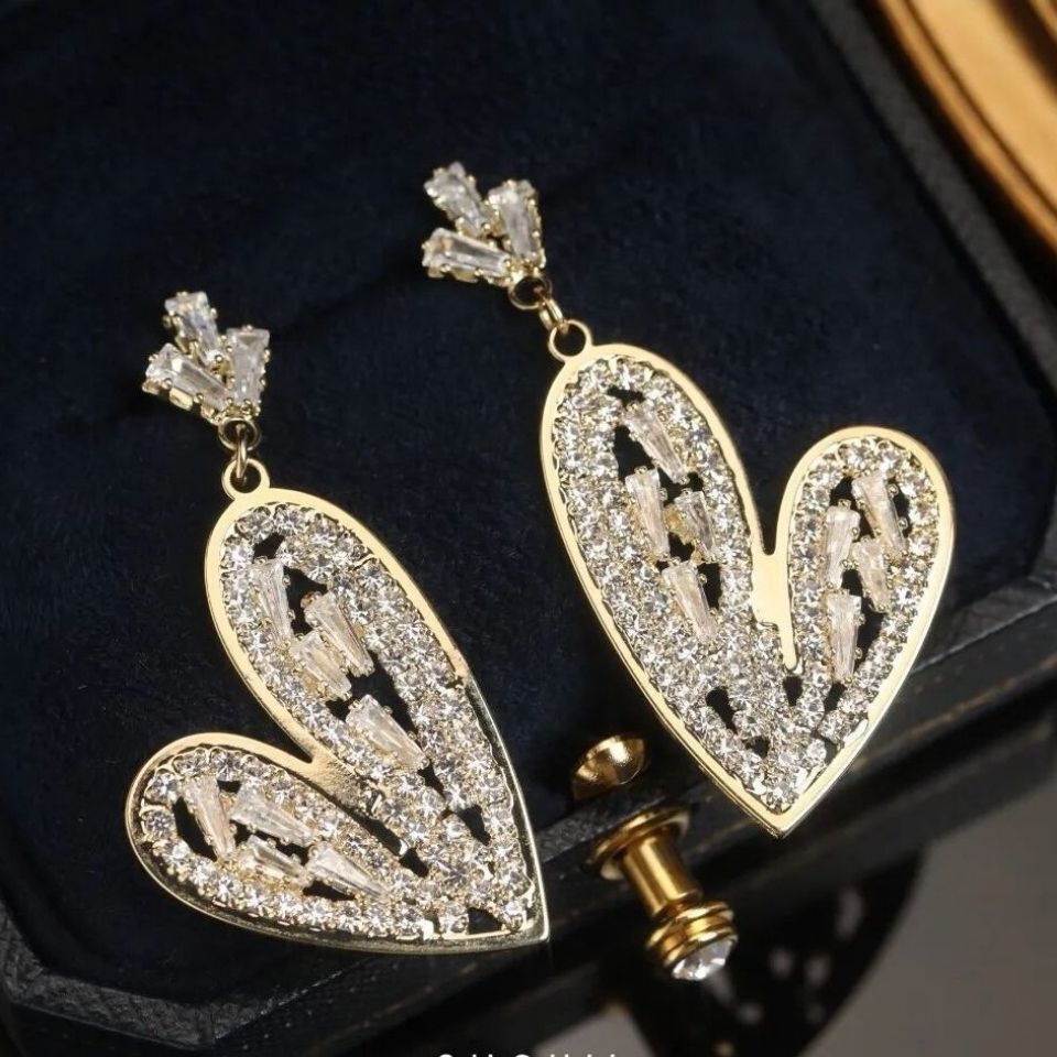 Wholesale Love Full Diamond Crystal Alloy Earrings